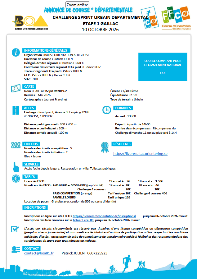 Lire la suite à propos de l’article Challenge sprint orientation 2026 du BOA